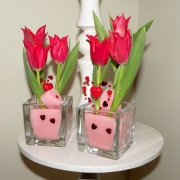 kompozycja podw�jna w szklanych naczyniach; tulipan